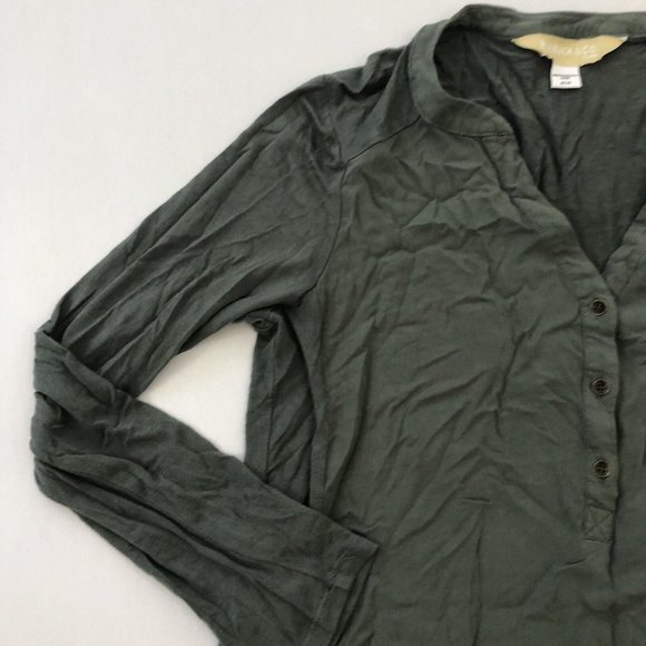 Roebuck & Co. Blouse Women's M Green Long Sleeve V Neck Top Reg Fit Size M - Picture 7 of 14